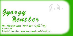 gyorgy mentler business card